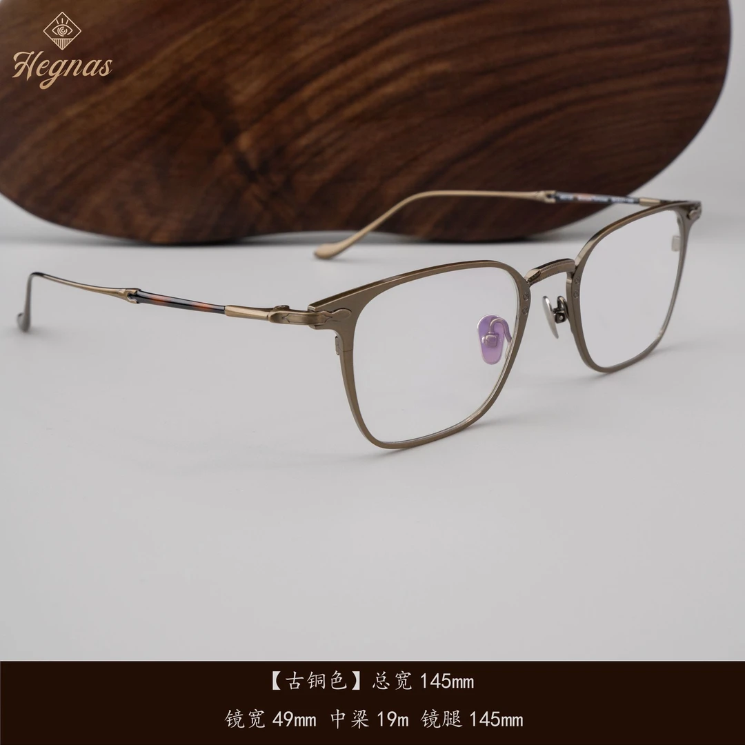 HEGNAS隺光·复古方框纯钛手工设计师超轻玳瑁可配镜变色防蓝光