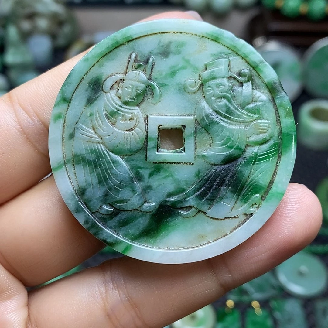 翡翠挂件未镶嵌缅甸天然翡翠太师少保