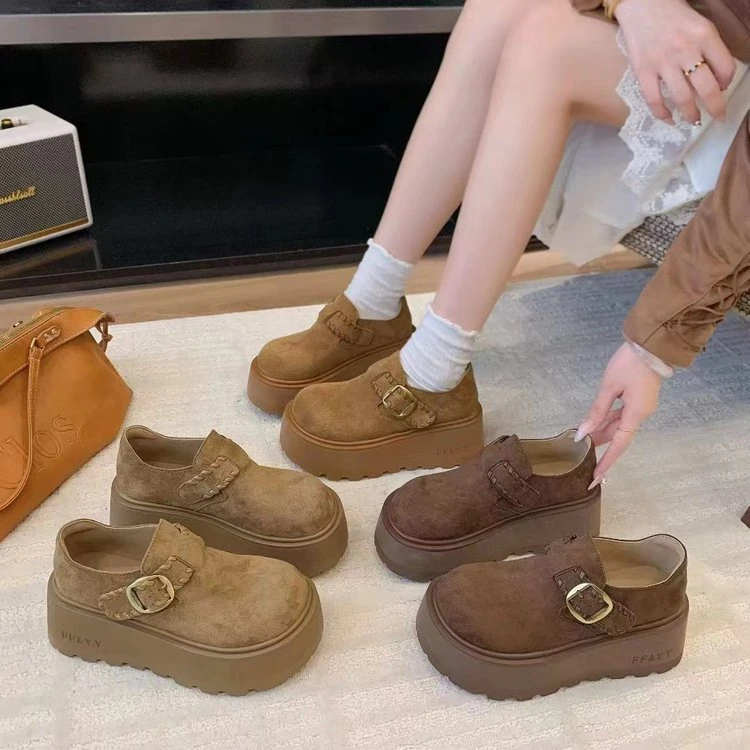松糕厚底增高乐福鞋女鞋2025新款秋冬休闲小个子勃肯单鞋D99185