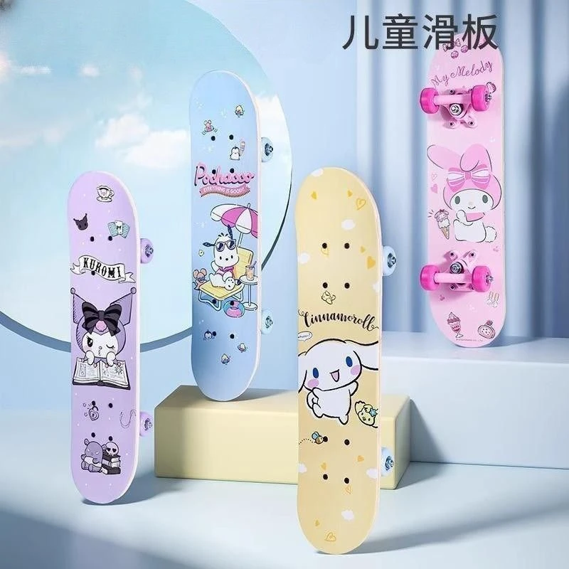 库洛米滑板车3-12岁女生初学者木质滑板车美乐蒂玉桂狗儿童滑板yw