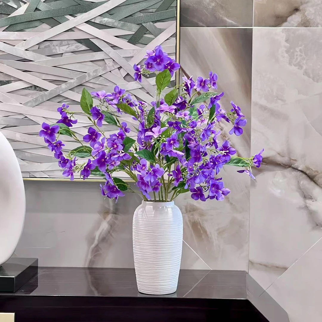 蓝雪花高档长枝仿真花假花摆设餐桌客厅落地装饰