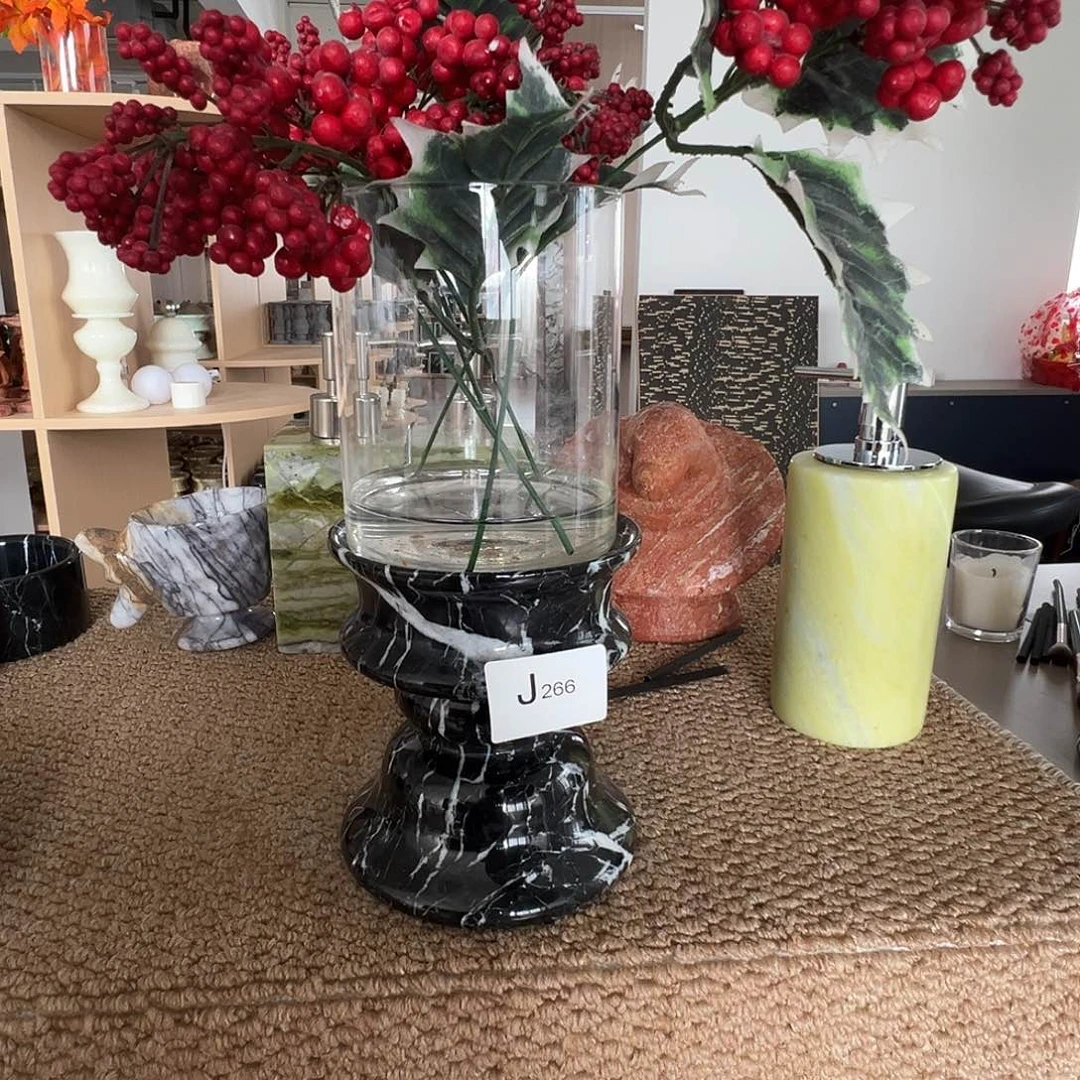 石材J266宝黑水培花瓶