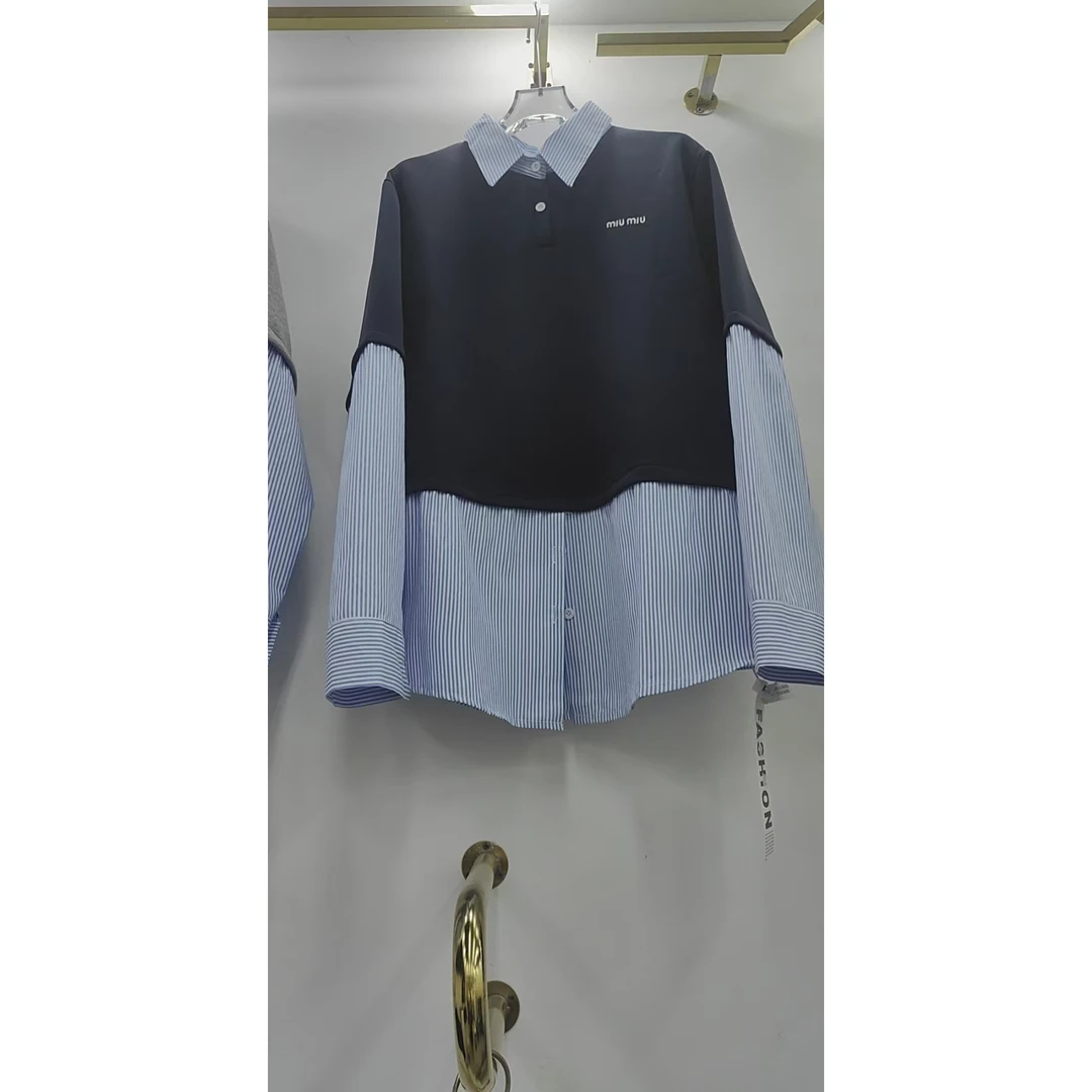 王美丽专享大码假两件衬衫卫衣8902