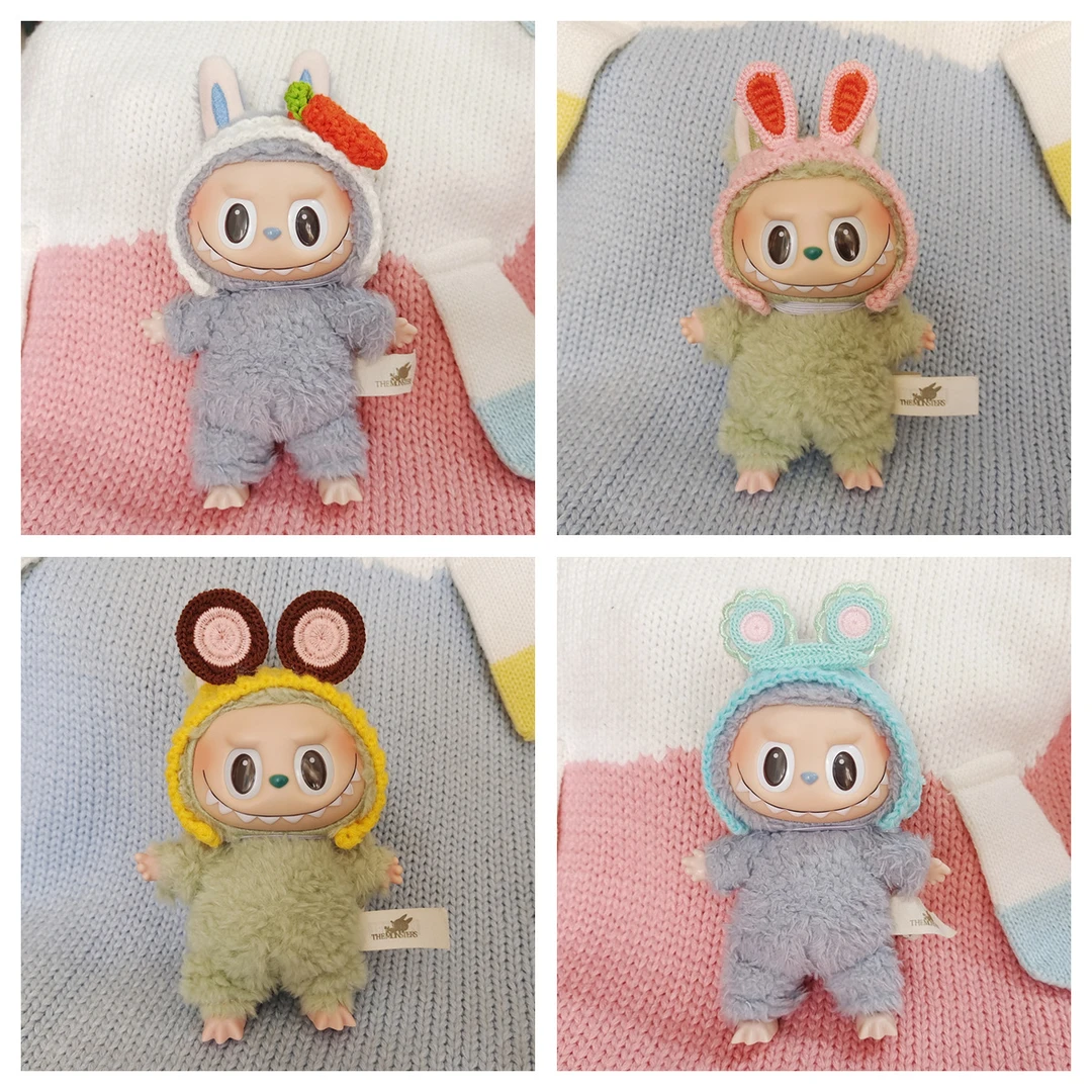 热销可爱针织头饰搪胶娃娃配饰套装包含多种动物造型不含娃娃现货