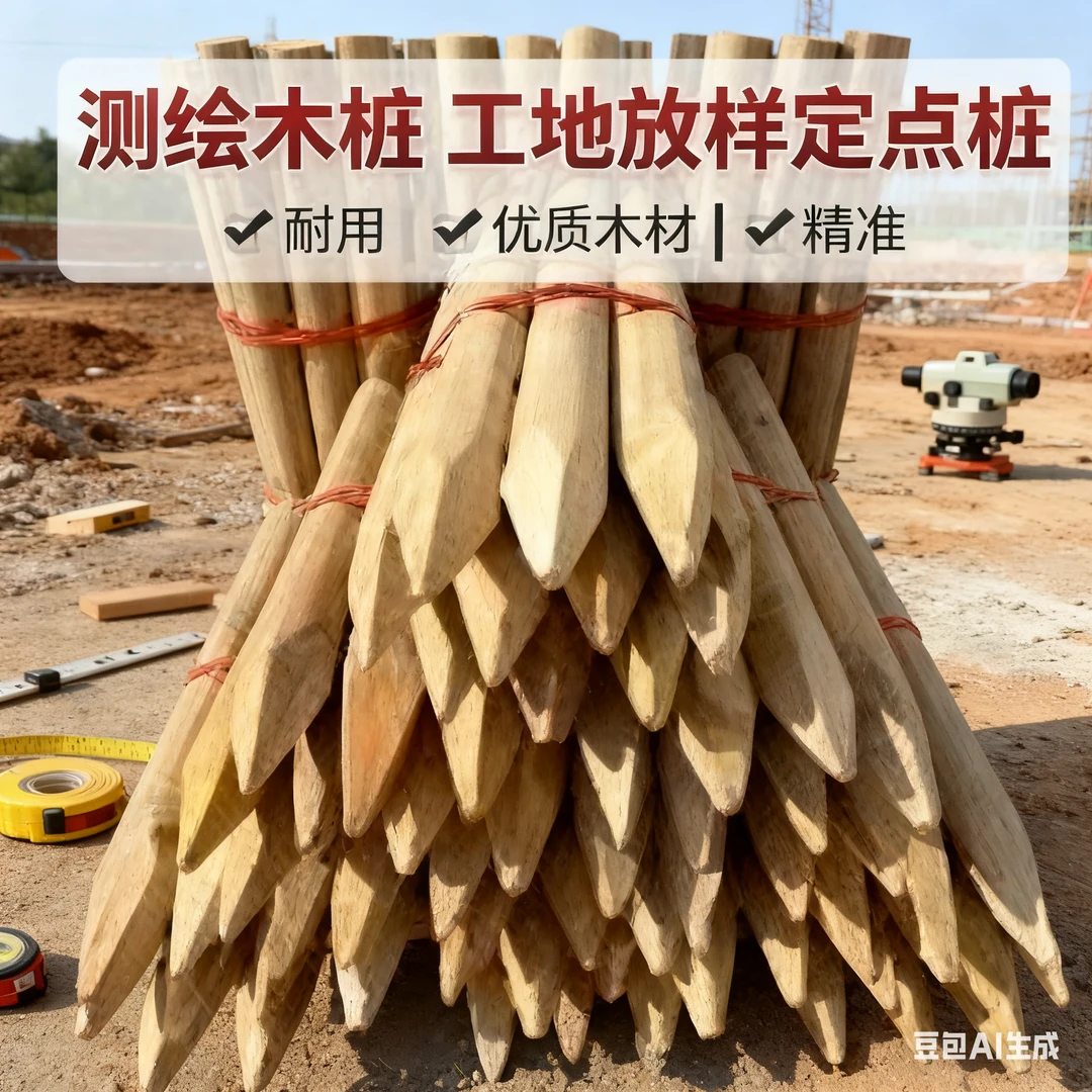 木头桩子工地测绘拉线木桩工程测量定点尖棍地插拉枝工具尖头木桩