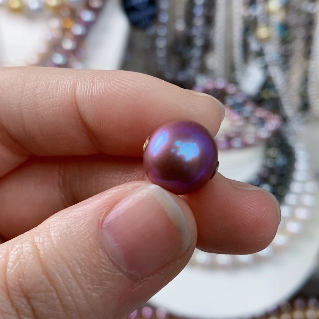 淡水珍珠吊坠(不含链)18K金镶嵌12-13