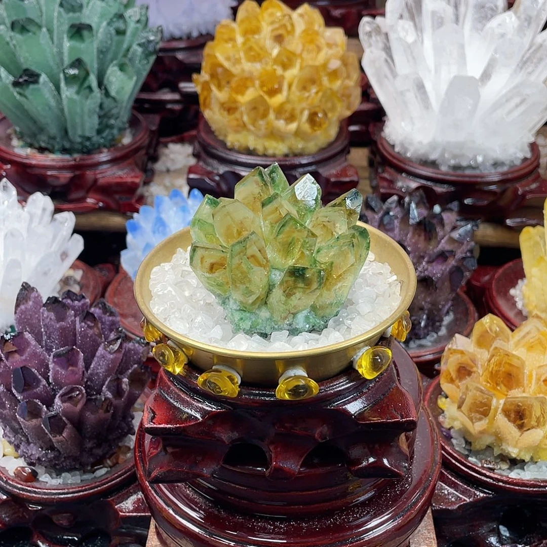 S***K石材黄绿共生水晶60