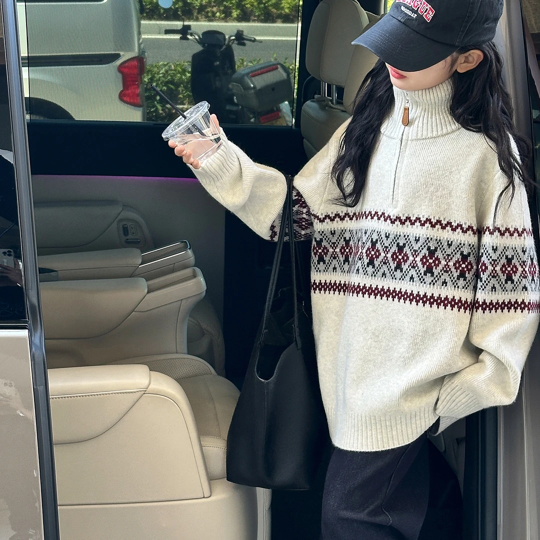 25MY074女童毛衣秋冬新款2025女孩洋气上衣大童冬季加厚针织衫