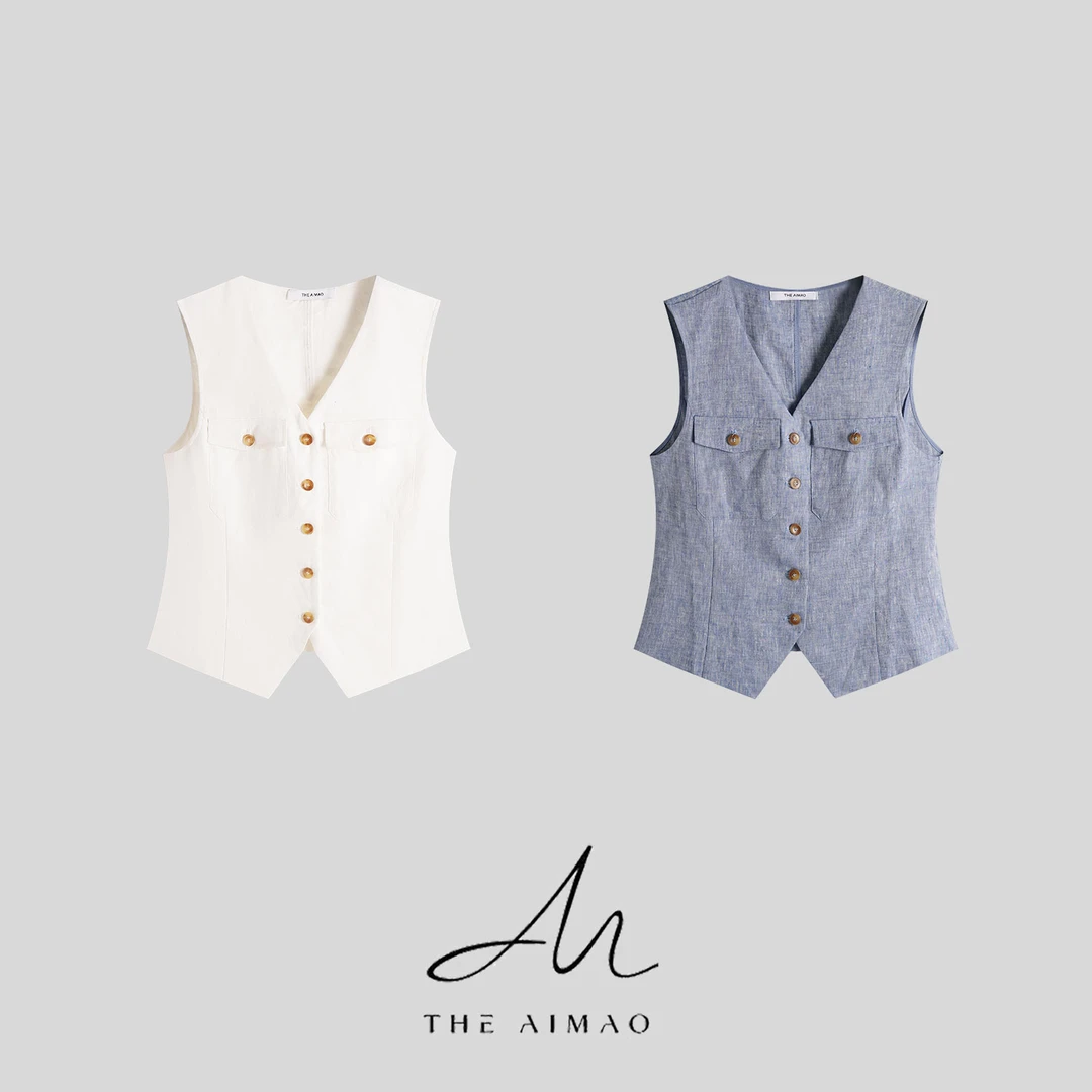 【THE AIMAO】“比利时”定纺高支100%亚麻干爽有型收腰马甲XYX82048