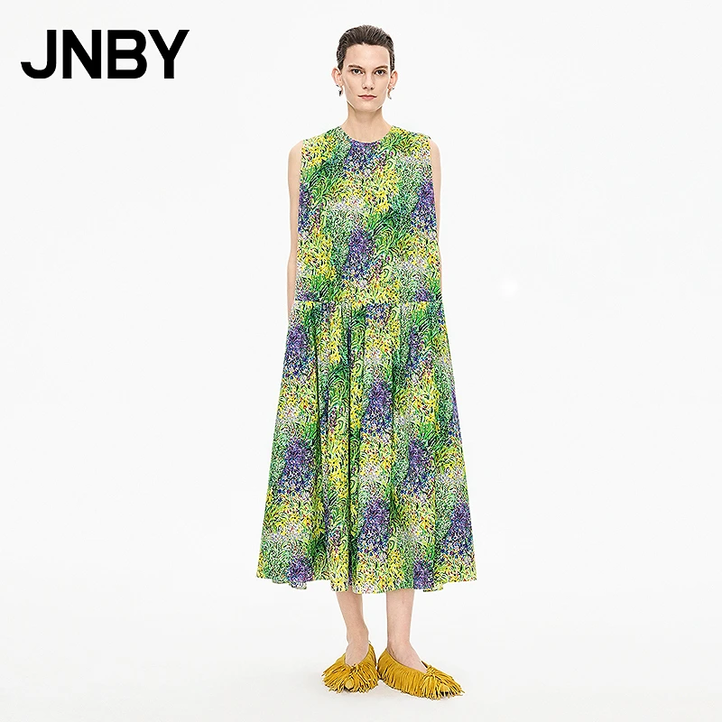 【商场同款】JNBY/江南布衣25秋无袖连衣裙宽松草地印花5P7G15420