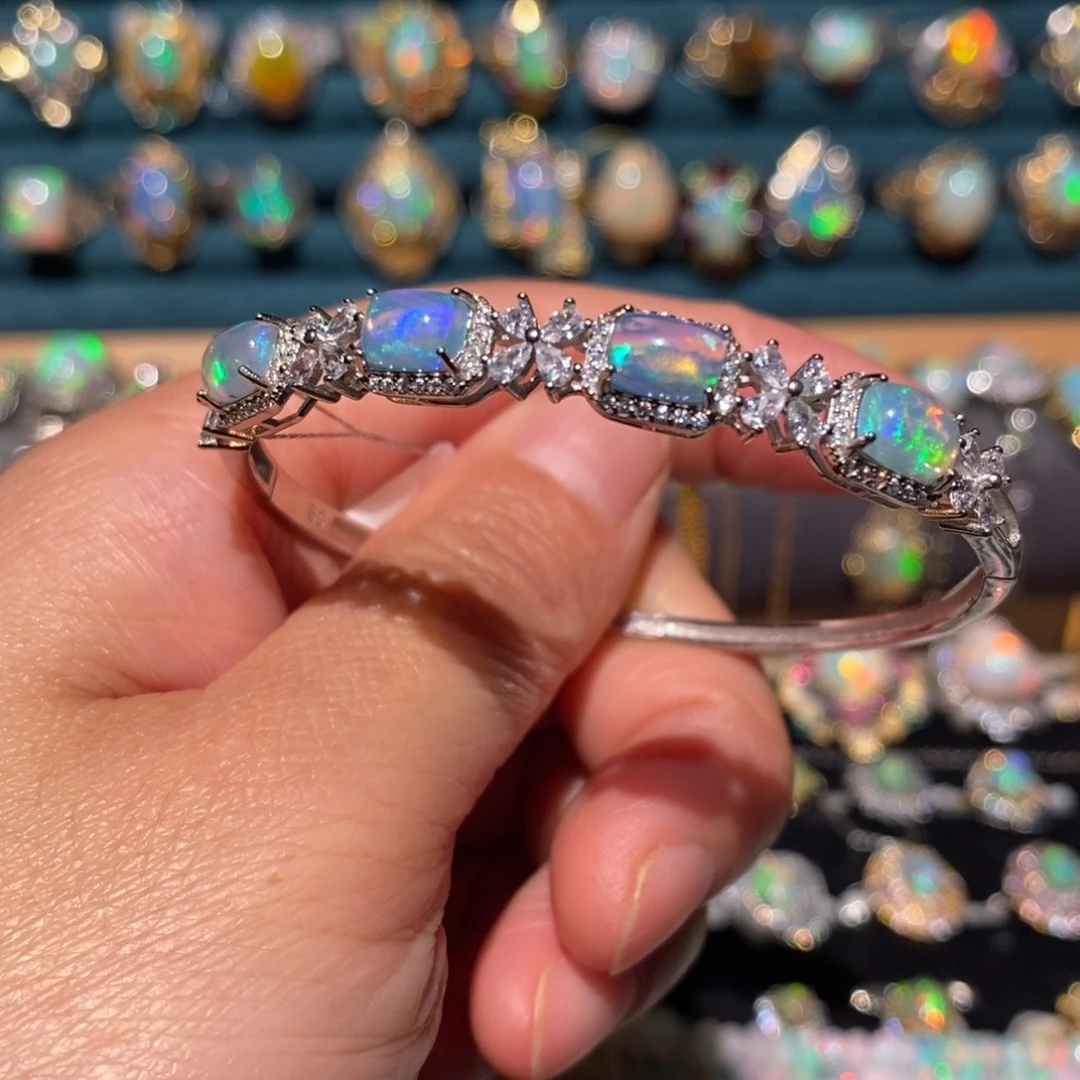 欧泊银S925镶嵌手镯