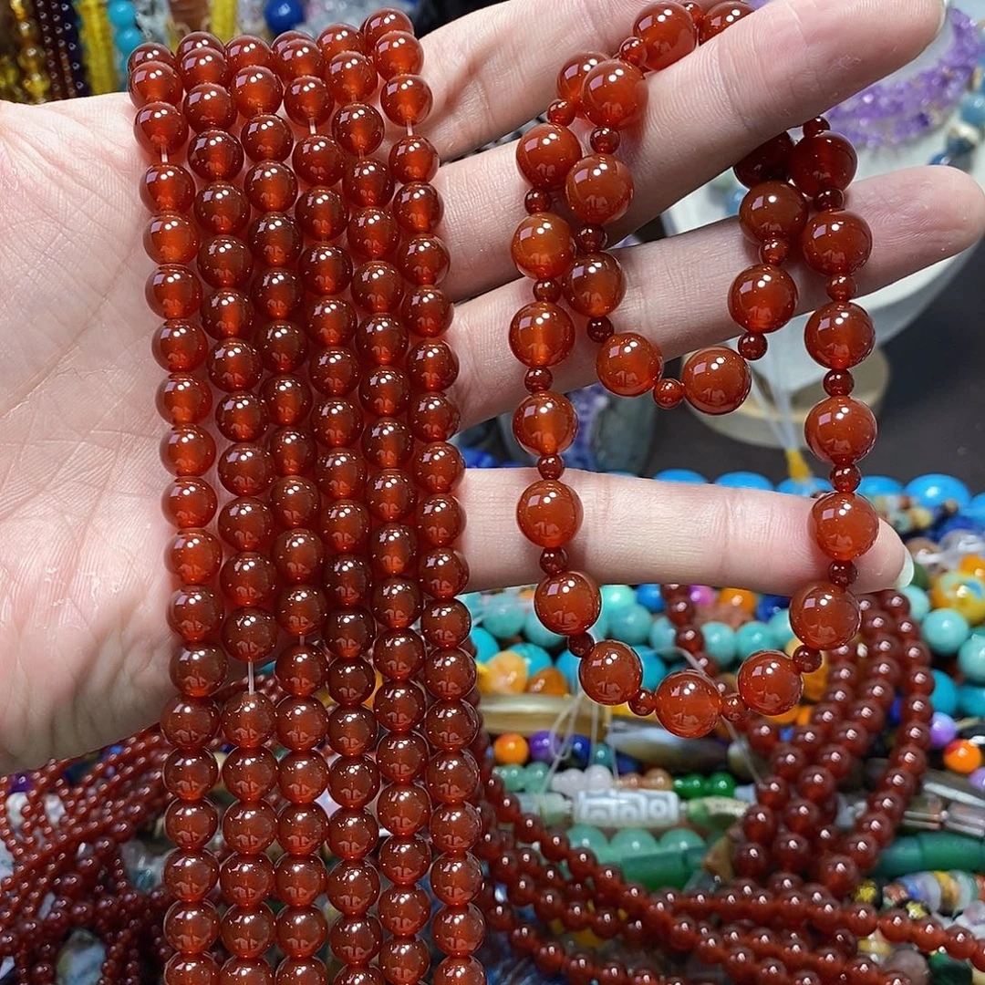 石英质玉未镶嵌，A品红玛瑙8mm，