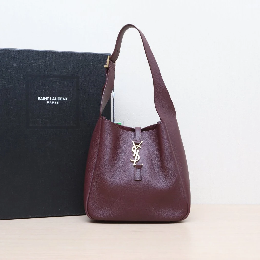 95新 YSL/圣罗兰 -xf黑黑 LE 5 À 7 HOBO 小号 皮革C