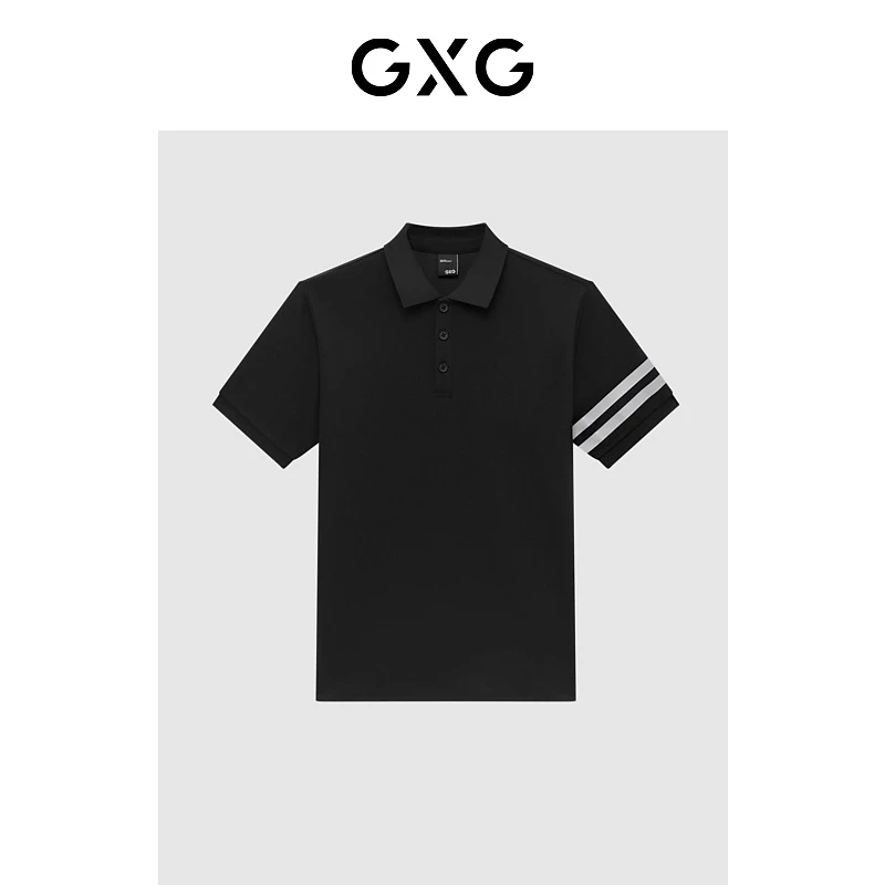 GXG男装 双色条纹商务短袖polo衫 2023年夏季#G24D242228