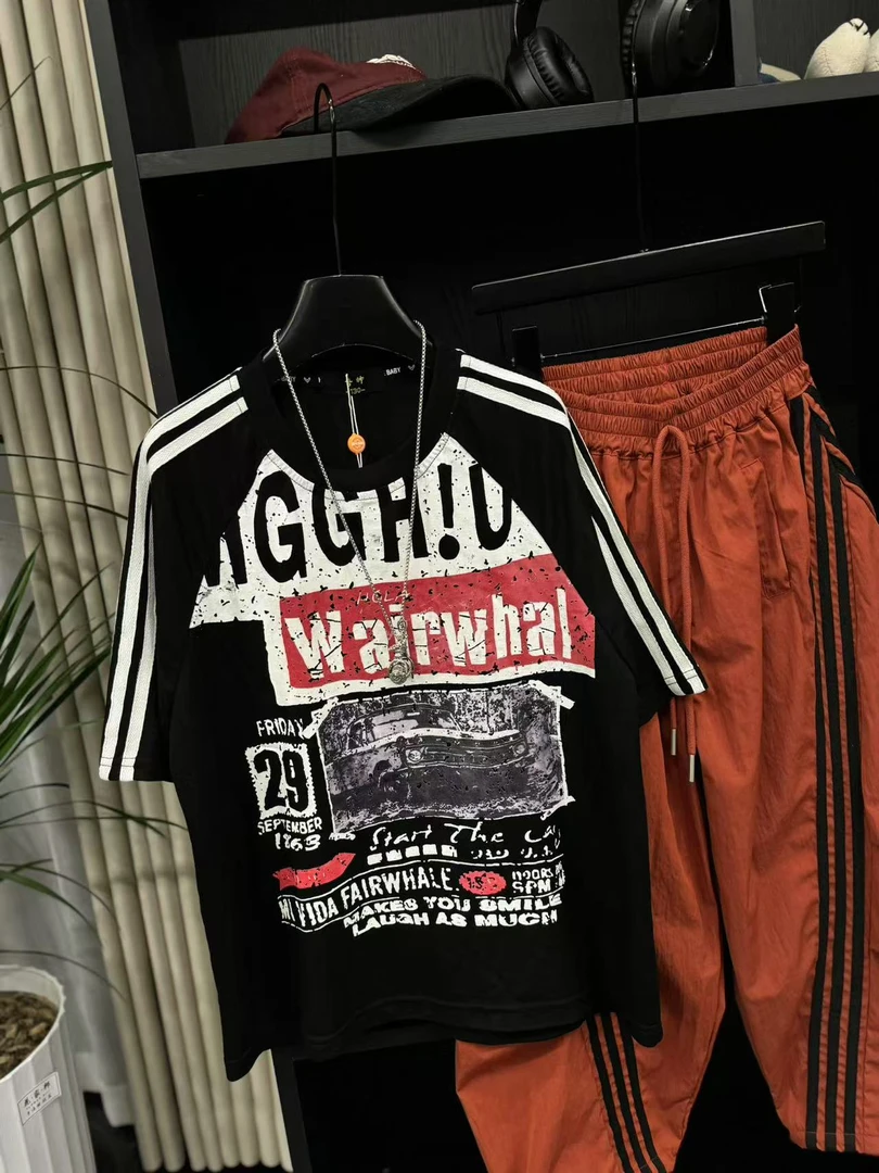 吾 2025【Y】4月22日 儿童男童女童时尚黑色潮版短袖T恤5231-