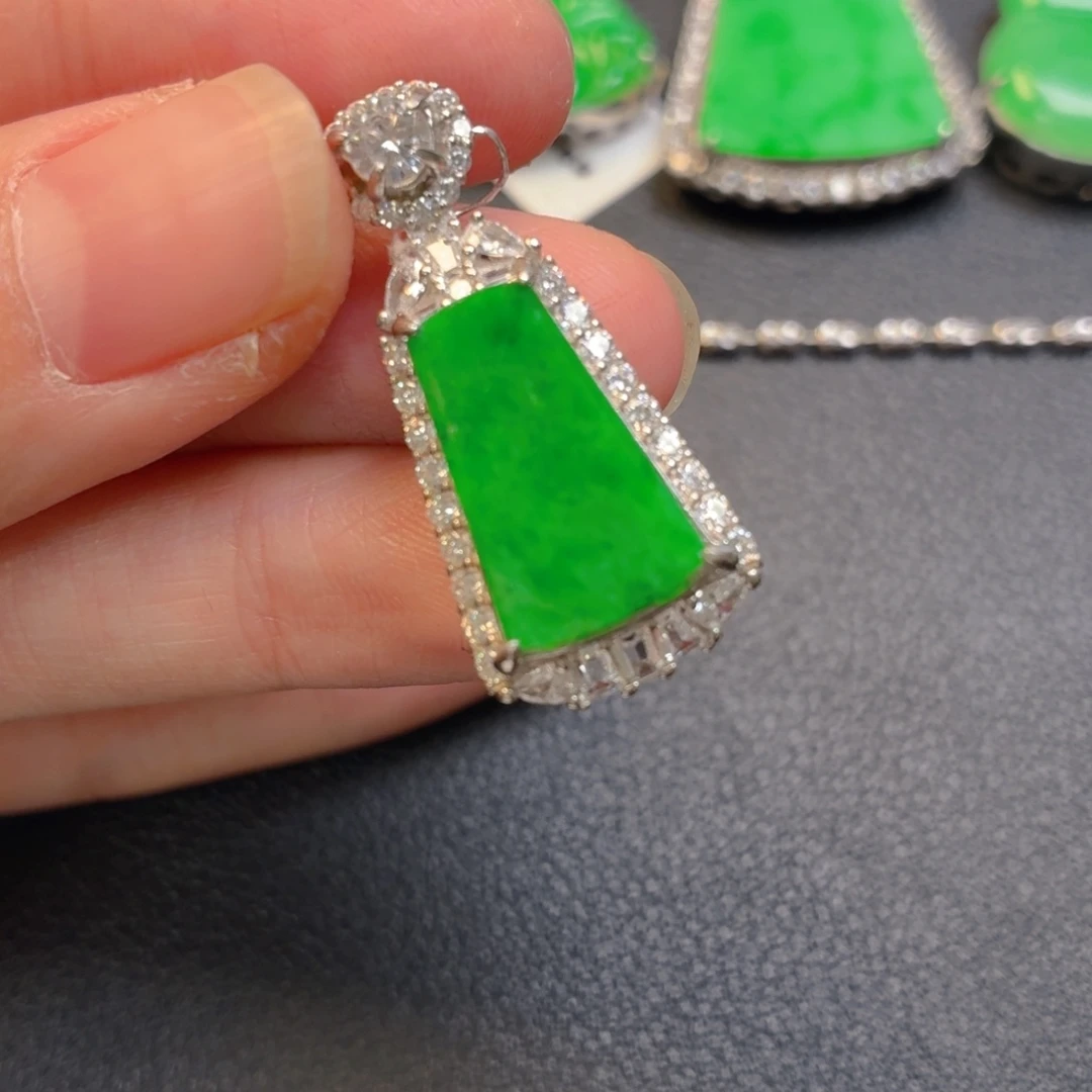 翡翠银S925镶嵌吊坠(不含链)