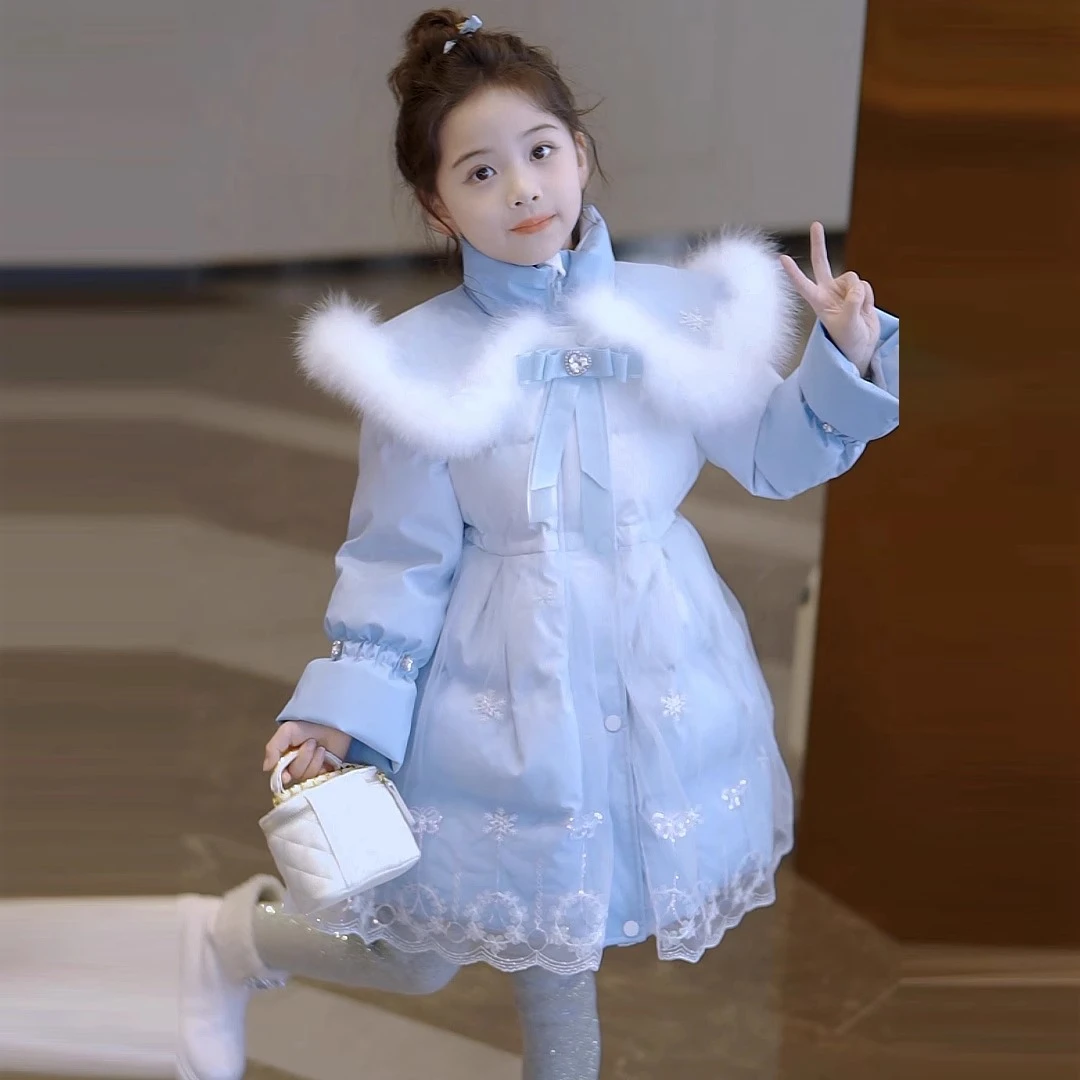 巴拉童年女童艾莎公主裙羽绒服冬季2025新款儿童装洛丽塔宝宝加厚