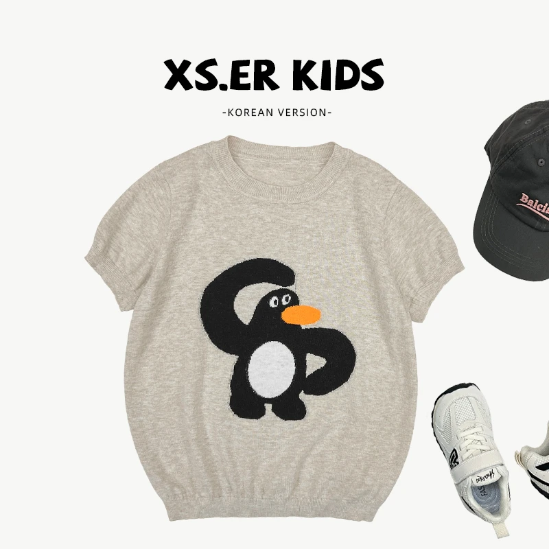 【小首尔】Q3现货-夏装儿童韩版提花套头针织短袖T恤HBB7523