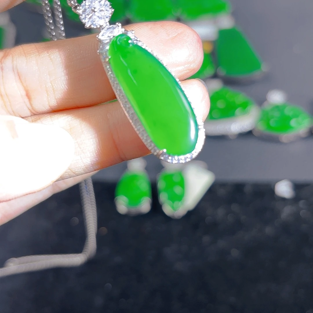 翡翠银S925镶嵌吊坠(不含链)