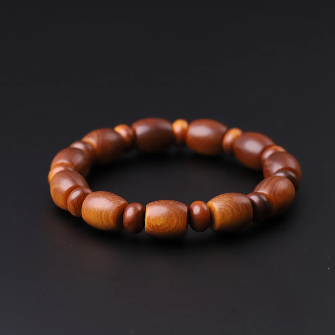 S5009-1【崖柏鼓珠】节节高枝料香木单圈木串文玩手串 （送工具）