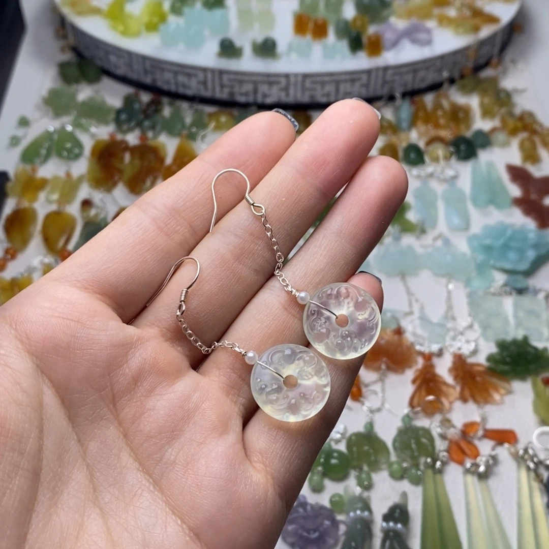 蛇纹石玉合金耳饰/颈饰