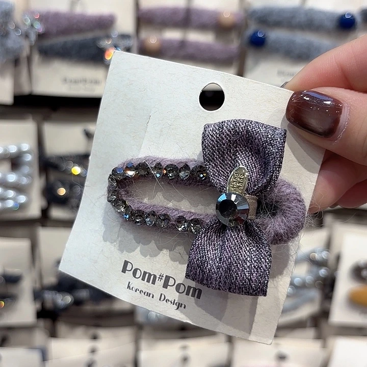 布艺铁合金紫色蝴蝶结压夹一个