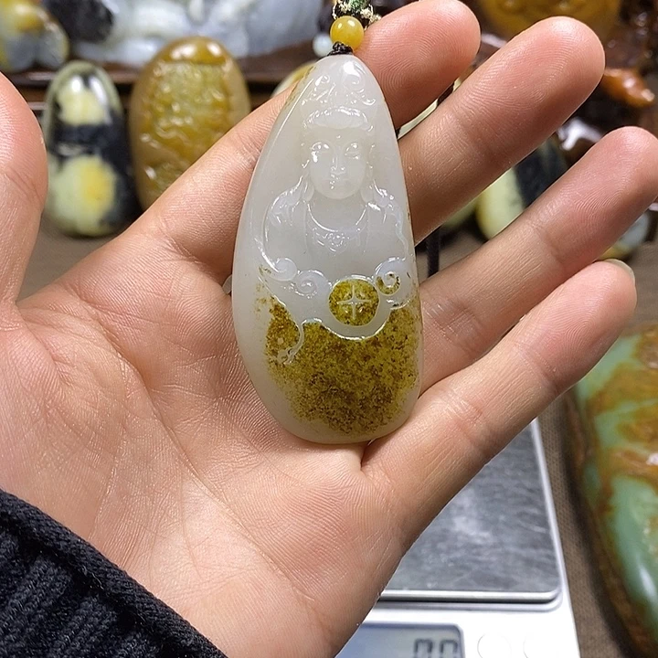 文***1和田玉未镶嵌挂件