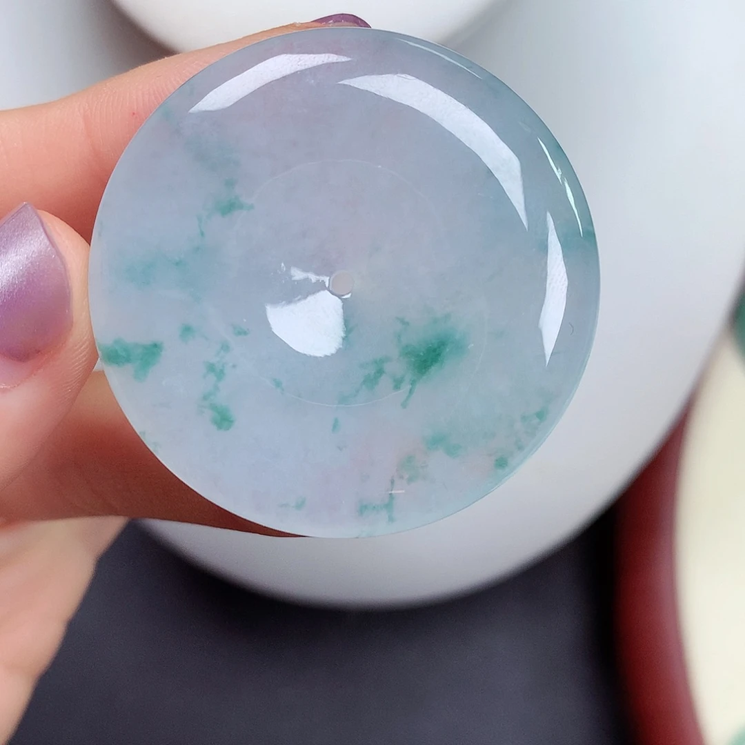 翡翠未镶嵌颈饰平安扣 40.3-6.1mm