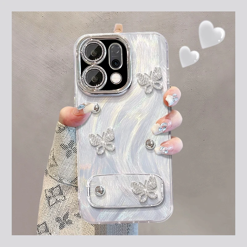适用opporeno14Pro手机壳新女款reno13/12/11pro立体闪钻蝴蝶支架