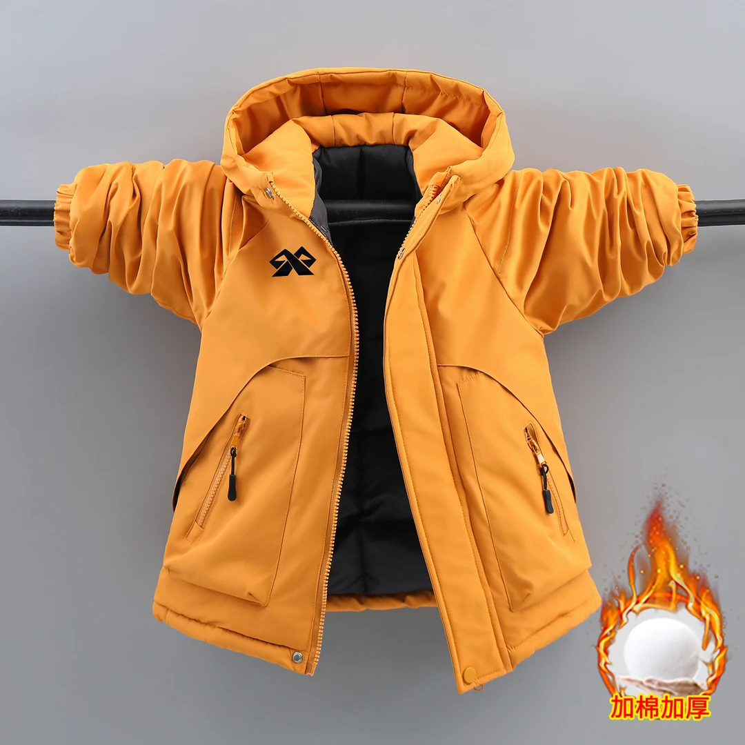 男童2025秋冬季新款儿童冲锋衣连帽加厚棉服中大童保暖户外冲锋衣