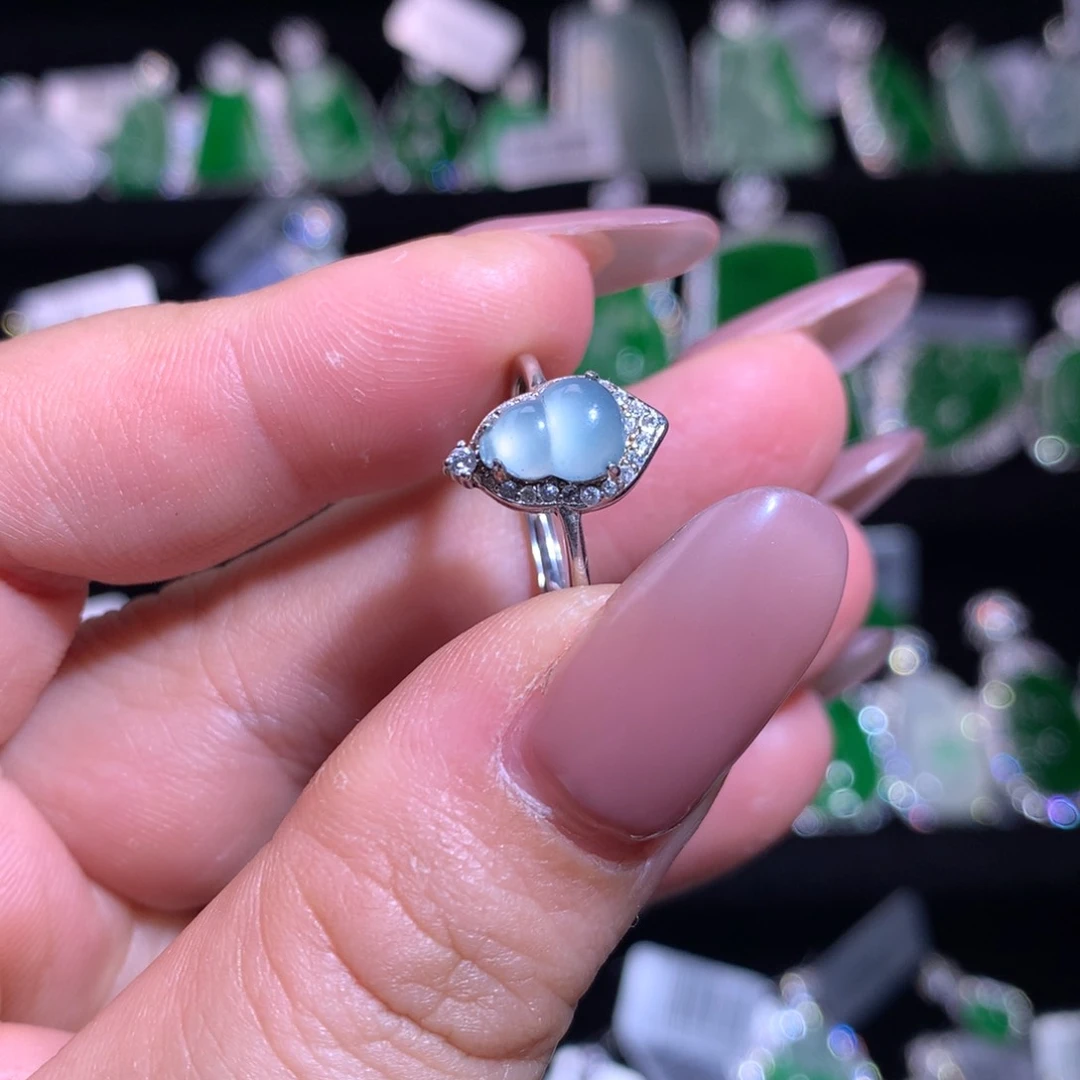 【闪购商品】银S925镶嵌戒指翡翠天然翡翠