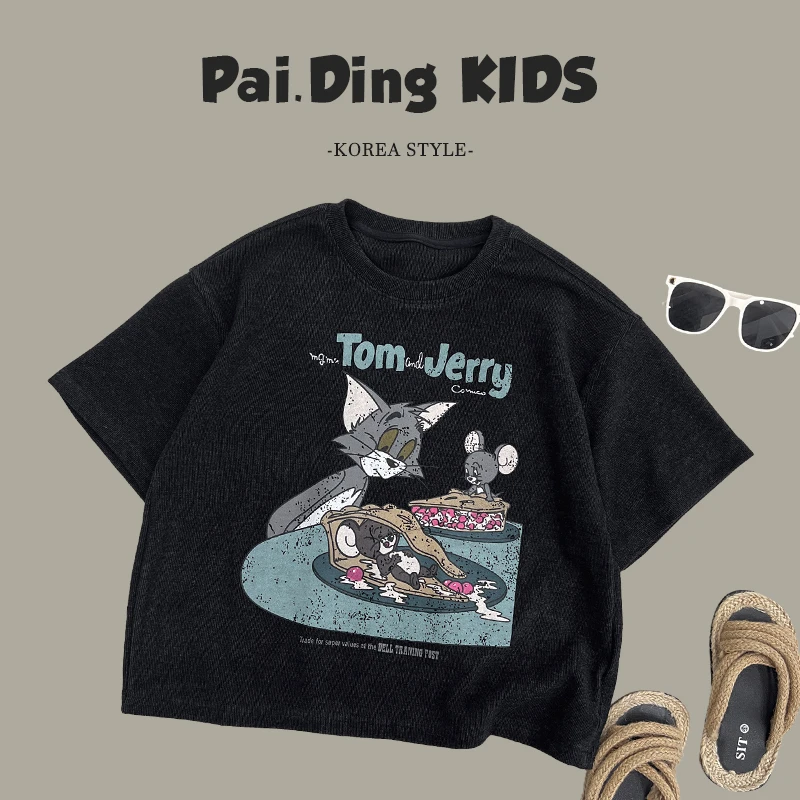 【西西】夏装儿童韩版潮流卡通动漫印花宽松套头短袖T恤SJ5491-XX3