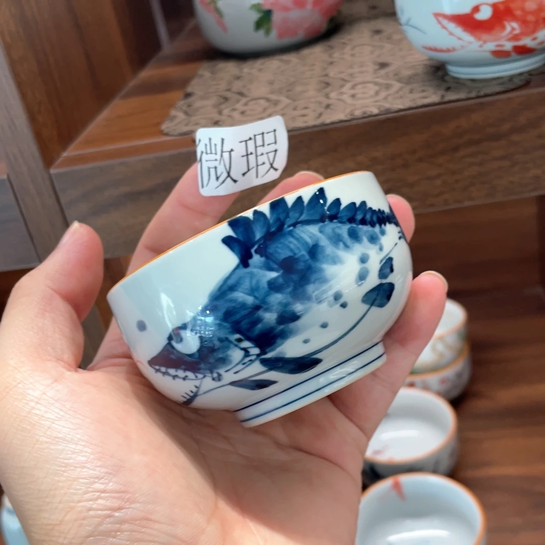 釉下彩纯手绘有瑕