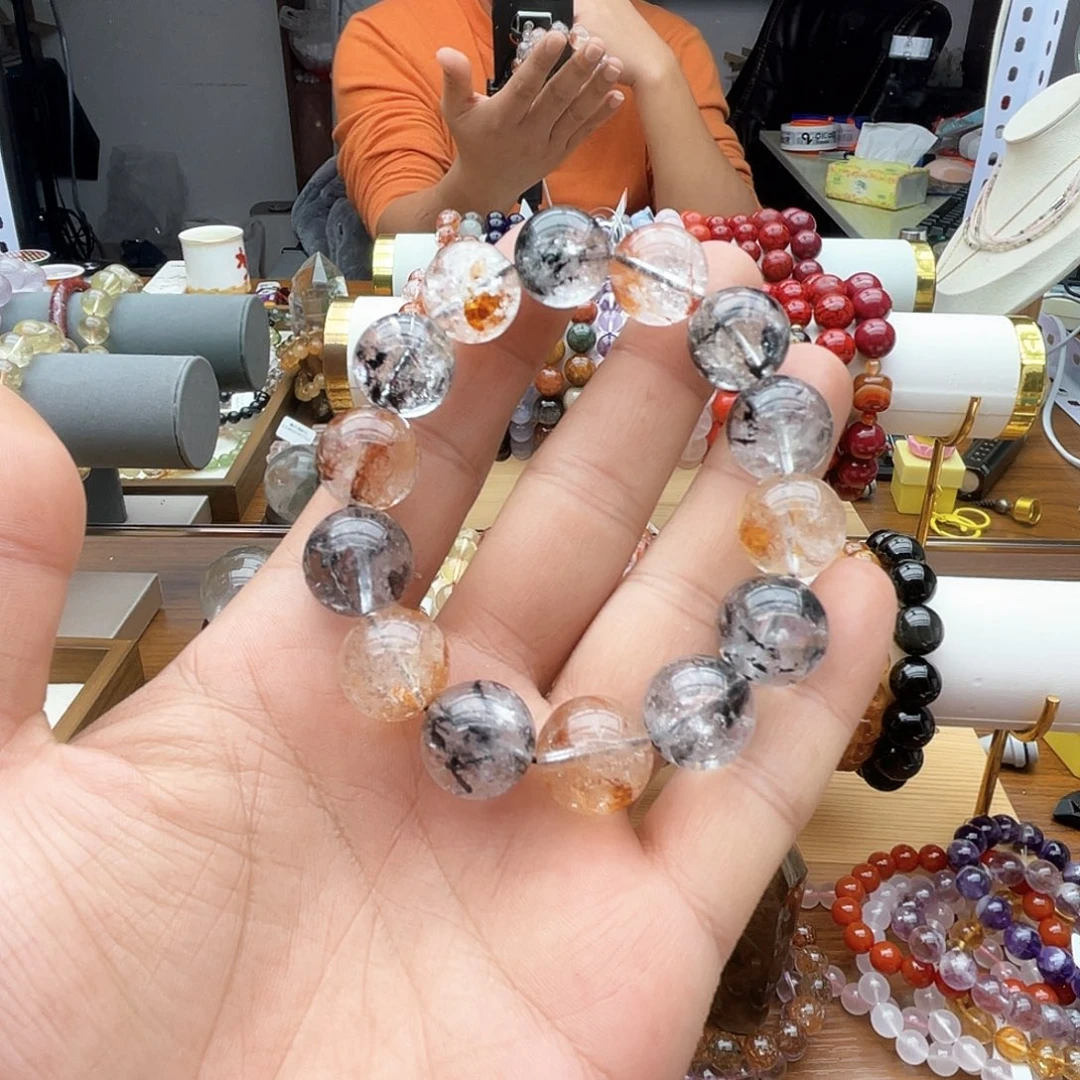 未镶嵌手串烟晶୧****卡15+胶花闪灵