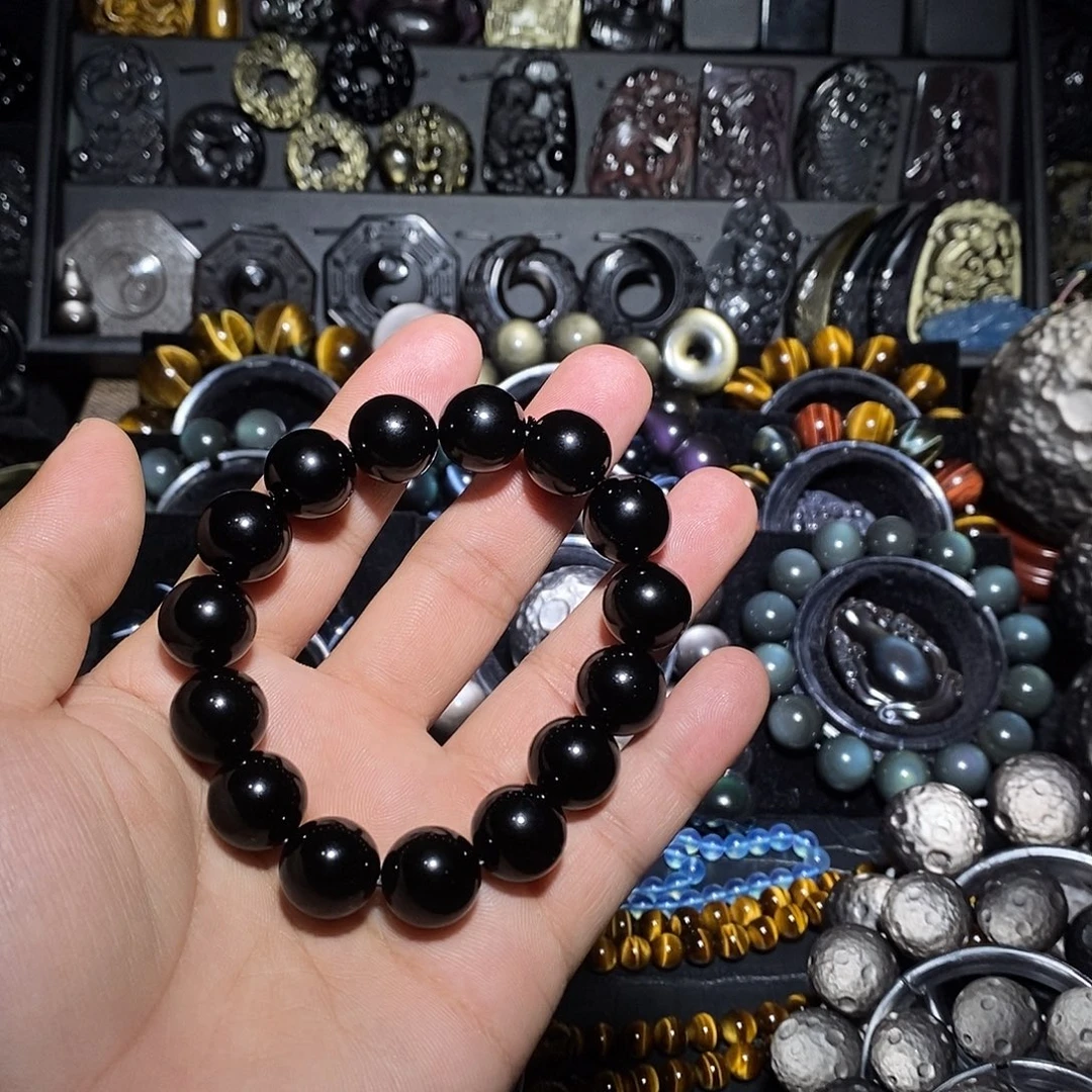 小***件黑曜岩未镶嵌手链