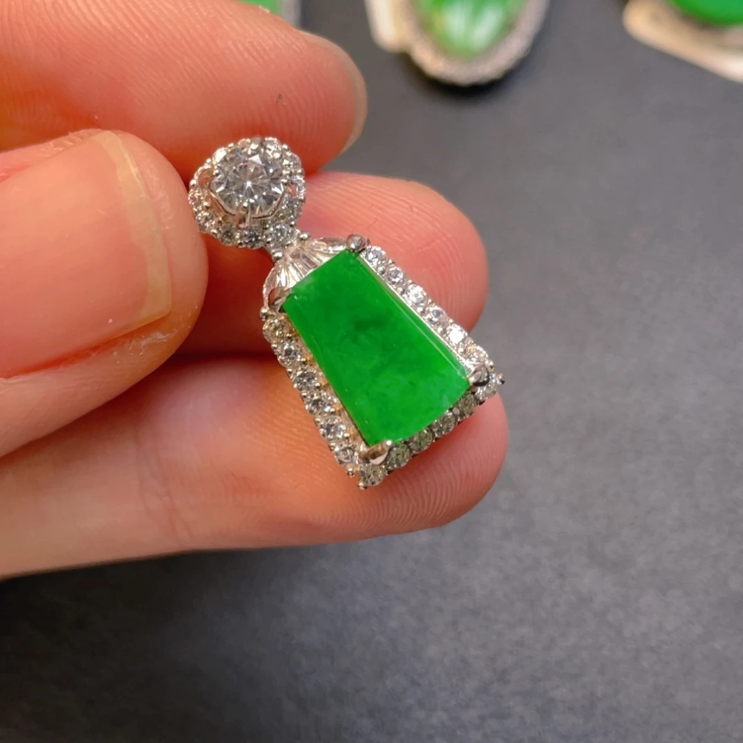 翡翠银S925镶嵌吊坠(不含链)