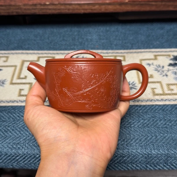 全手工「汉瓦壶」原矿小煤窑朱泥180cc 宜兴紫砂壶