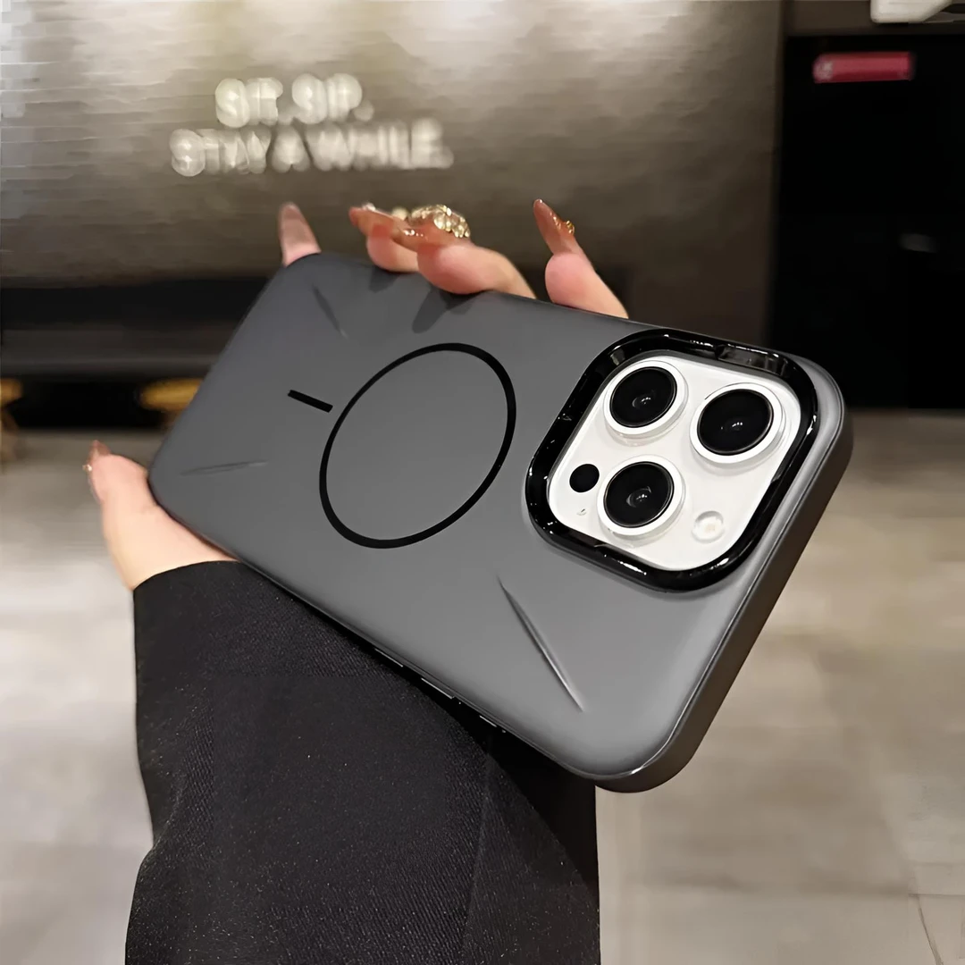 大孔磨砂肤感细圈磁吸适用iPhone16promax防摔手机壳苹果15promax