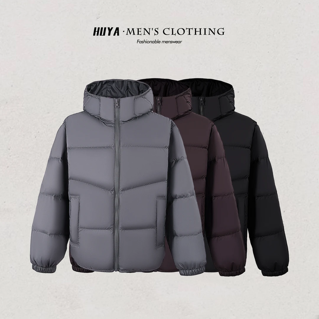 虎牙兄弟羽绒服男款冬季新国标90白鸭绒云朵泡芙连帽外套UVD2617