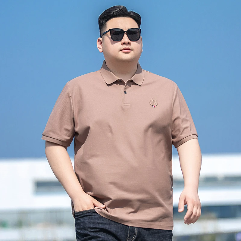 加肥加大100%纯棉POLO衫男短袖夏季大码男装休闲翻领T恤胖子半袖