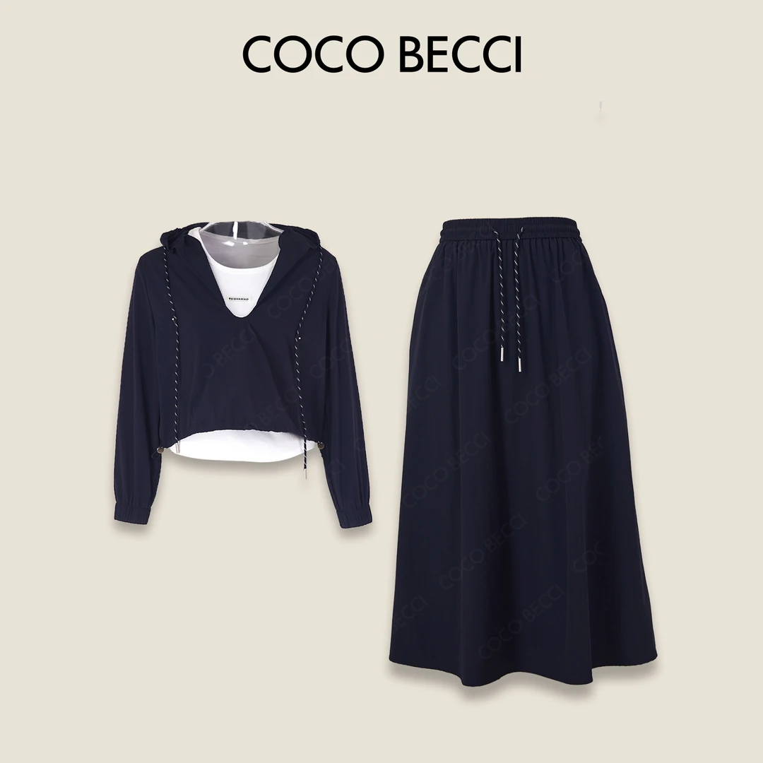 COCO BECCI【街头漫步】随性休闲抽绳收腰显瘦套装CFLJC154089