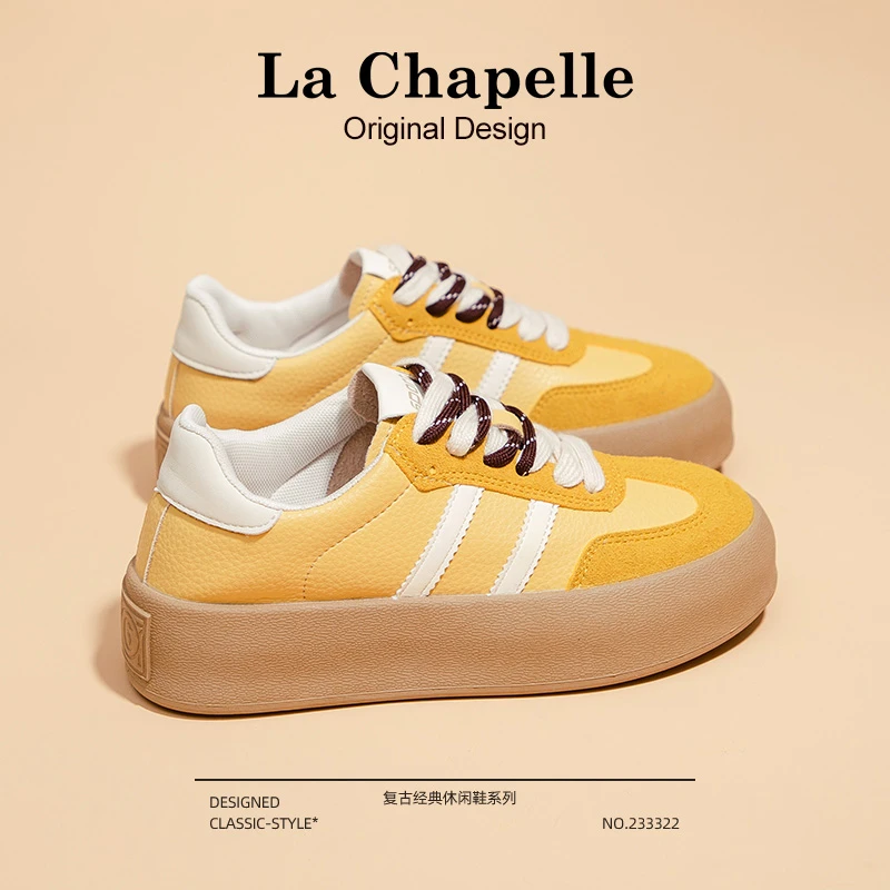 拉夏贝尔德训鞋女2024秋季新款运动板鞋子厚底学生百搭休闲小白鞋