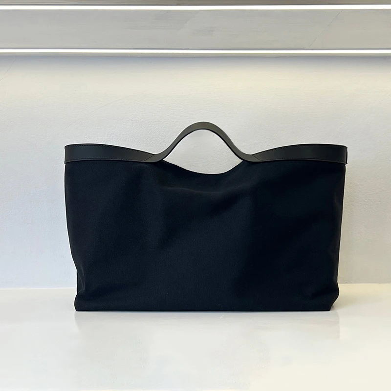 CaitinKaie轻奢----帆布拼头层牛皮手提包1728大容量托特包子母包