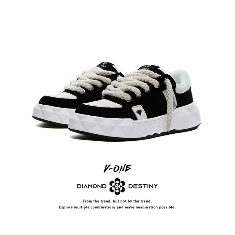 赵馨玥同款面包鞋新款男士国潮复古真皮厚底增高时尚情侣板鞋子女