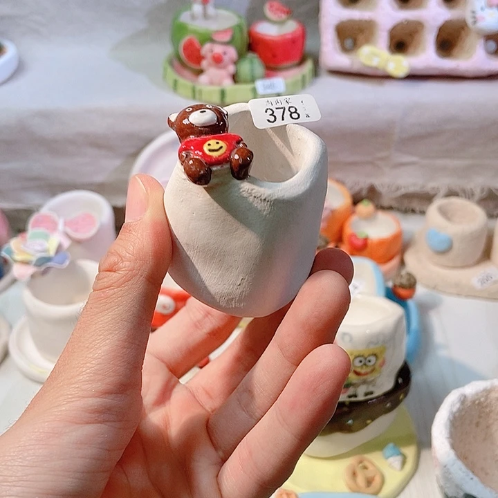 手工手绘盆 满29包邮378
