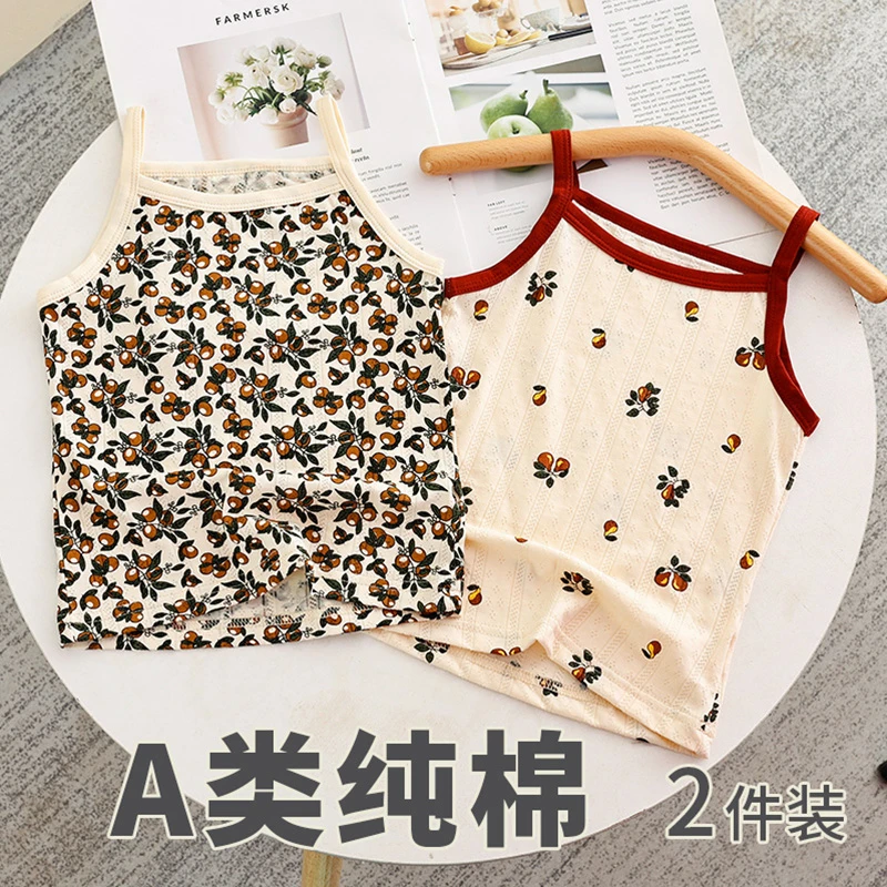 2025新款儿童吊带女宝宝薄款吊带夏季新印花洋气无袖打底女童夏装