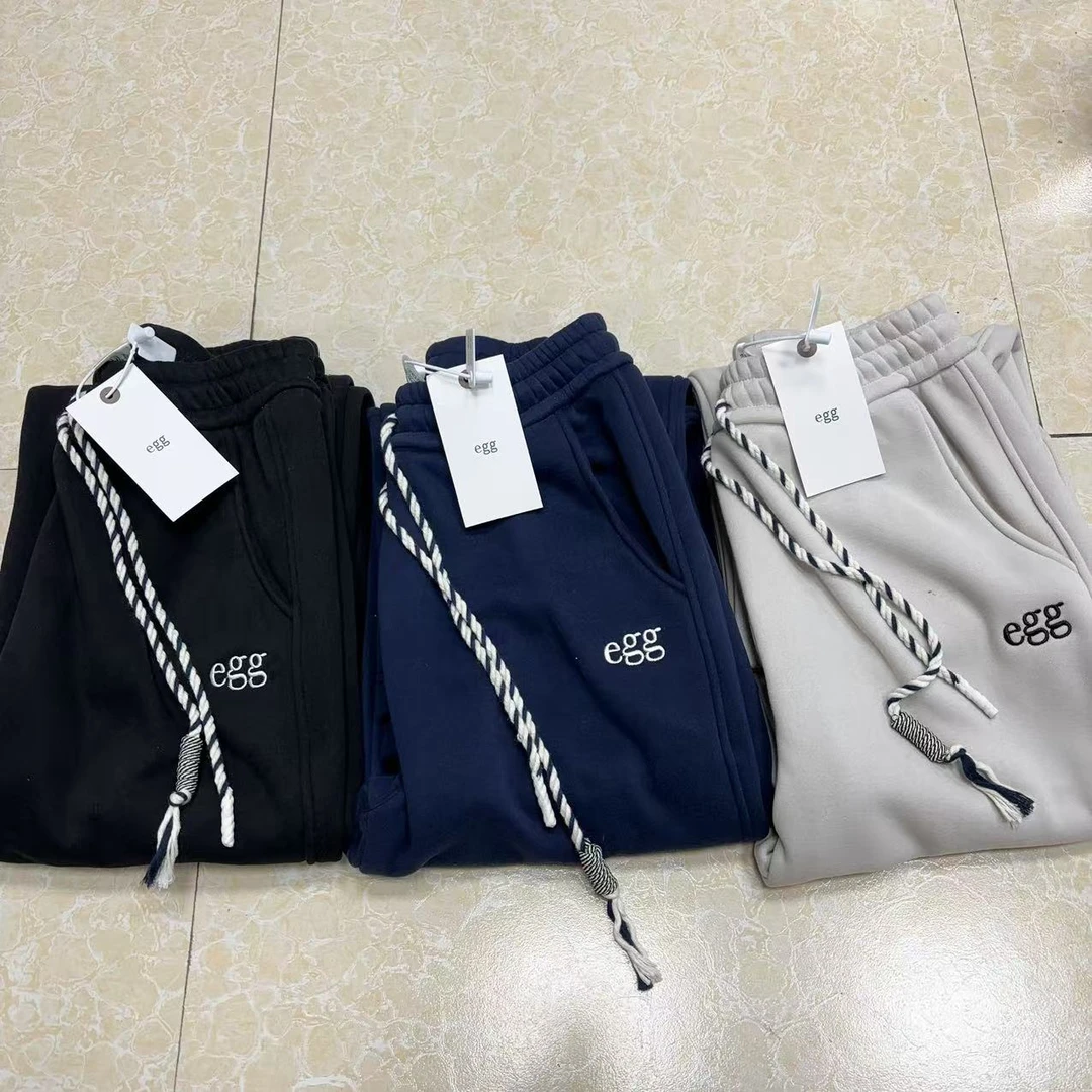 阿悄家 冬款 egg麻绳直筒加绒阔腿裤脚口两穿