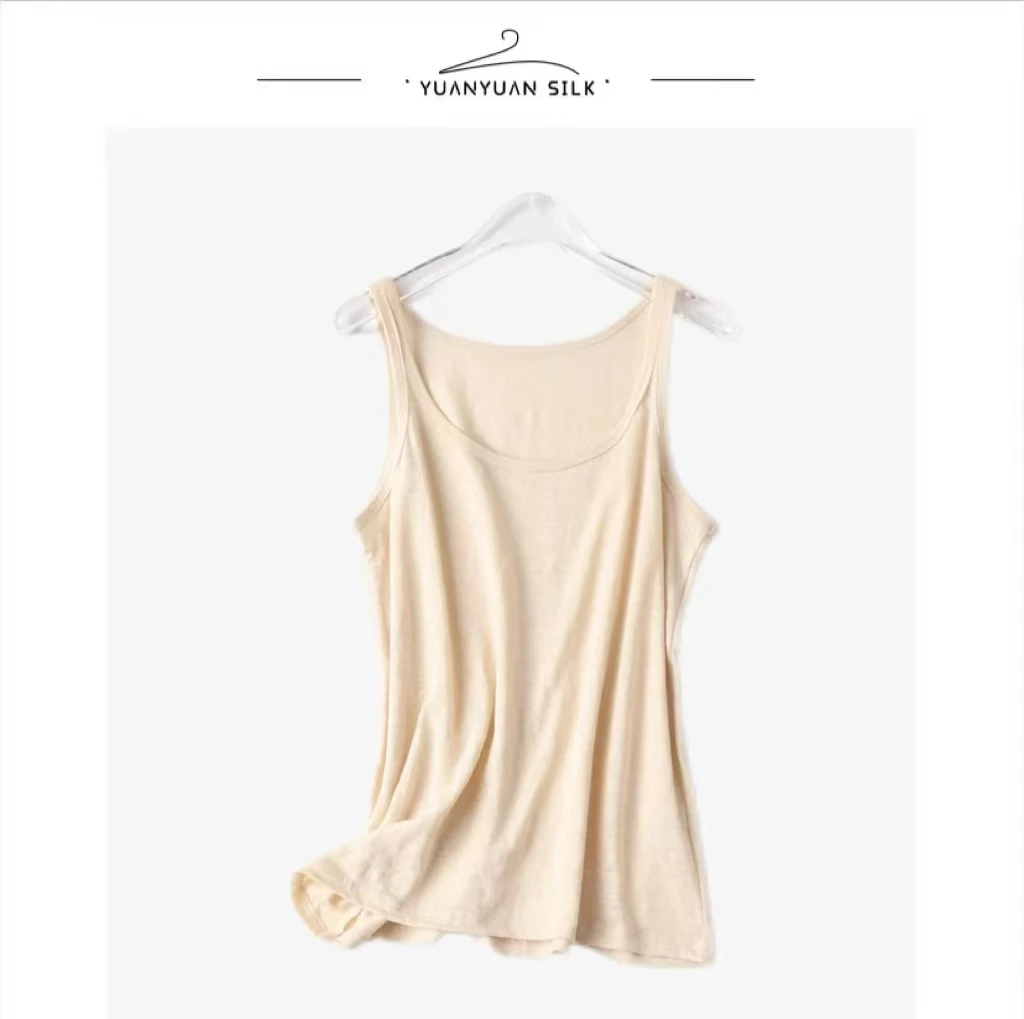 Y U型领桑蚕丝打底背心 亚麻桑蚕丝无袖吊带上衣内穿打底衫o31
