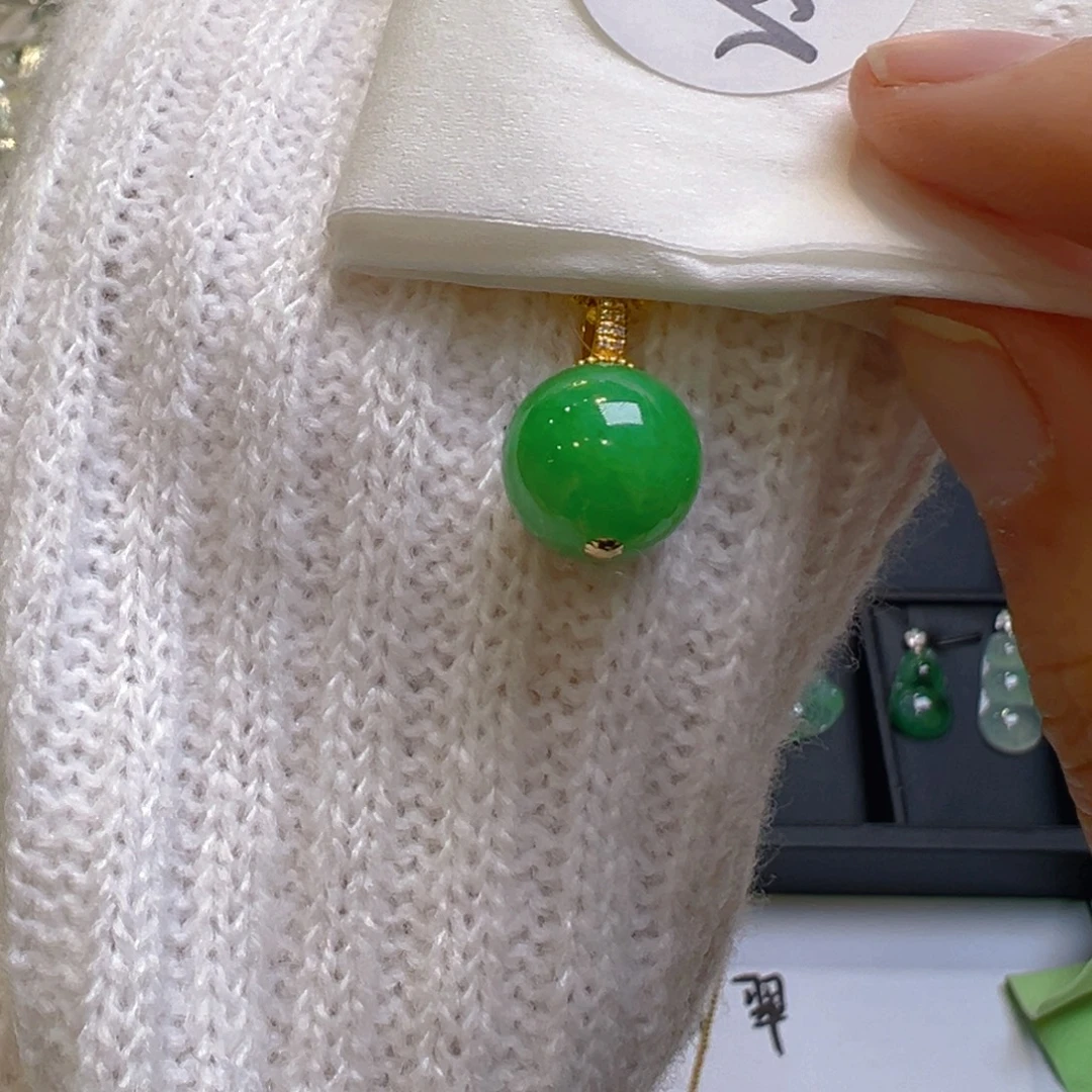翡翠18K金镶嵌吊坠(不含链)