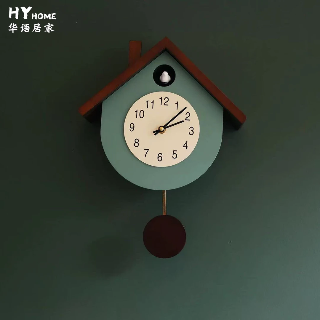 北欧创意布谷鸟报时客厅挂钟现代简约儿童卧室书房装饰钟表时钟